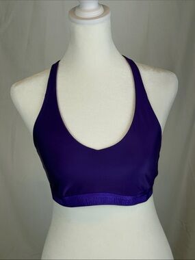 Women's Under Armour Compression Racer Back Sports Bra Medium Purple -see notes